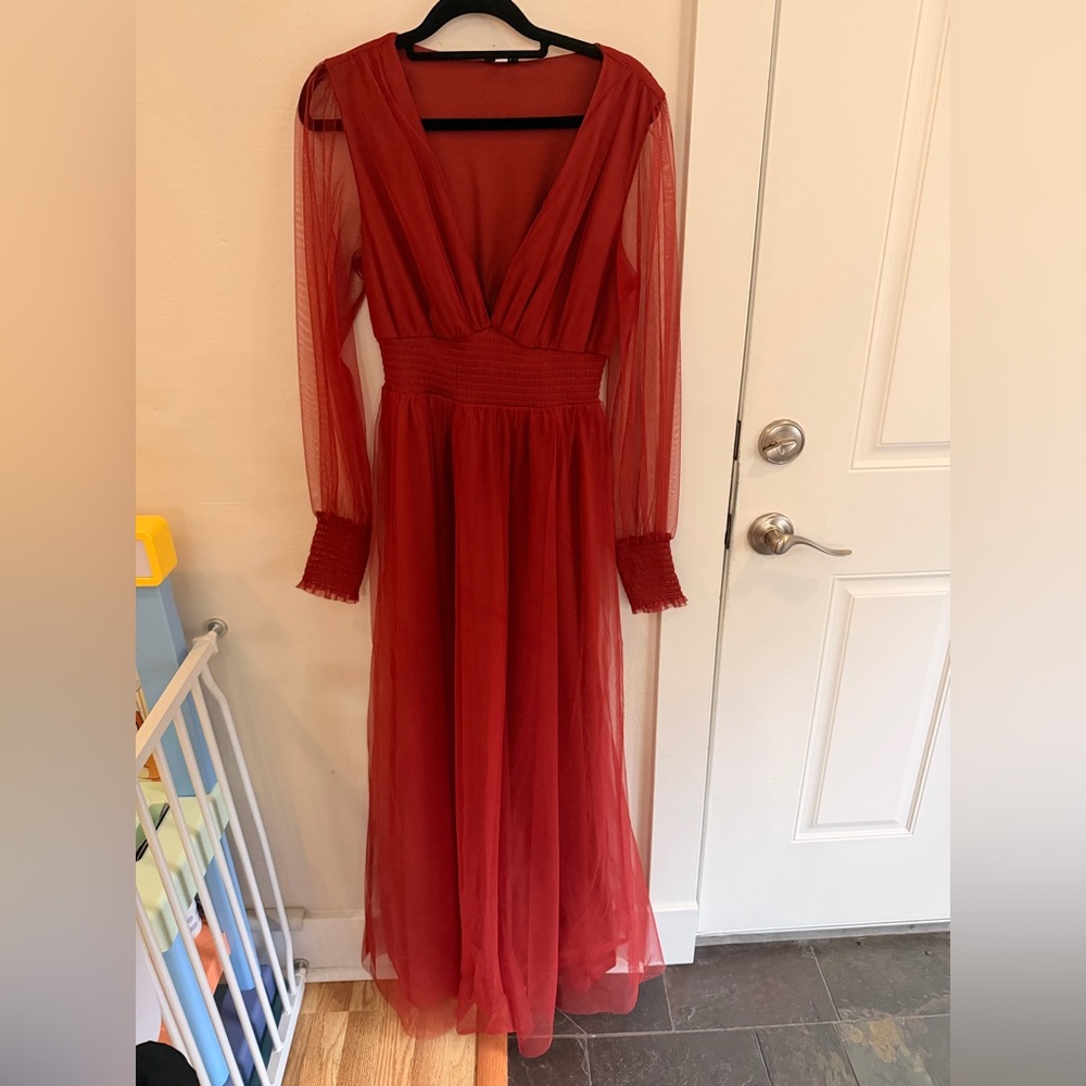 Baltic Born Deep Red Long Sleeve Dress
